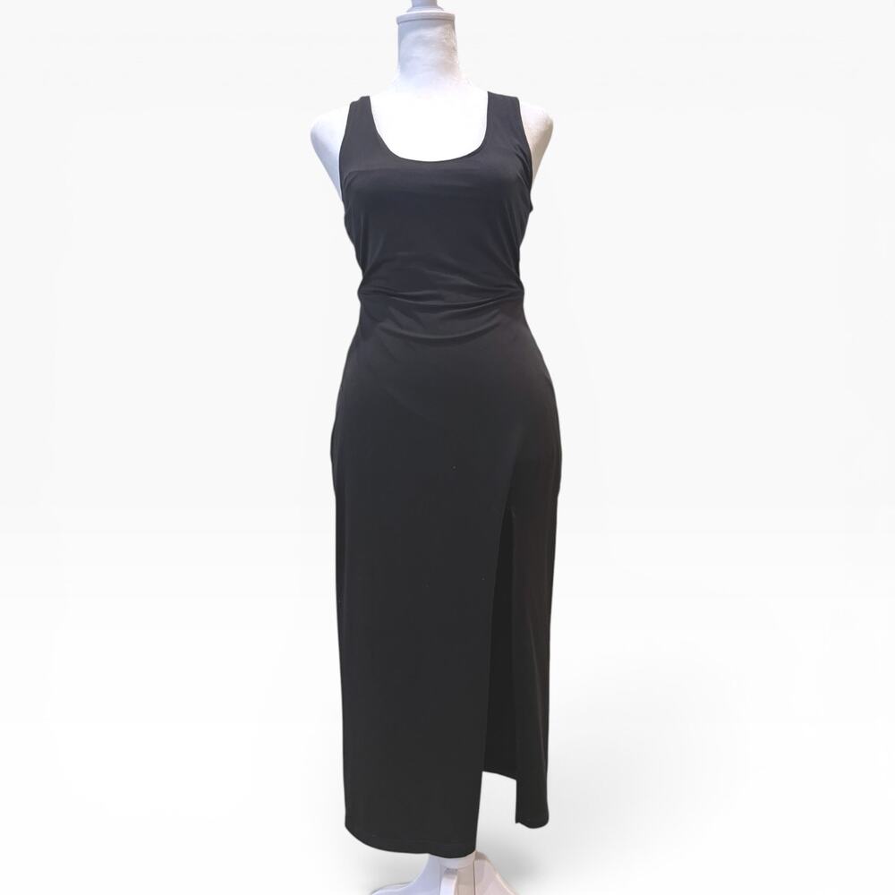 LOVERS + FRIENDS Matriarch Midi Dress Black Leg Slit Stretch Small EUC - Picture 2 of 4